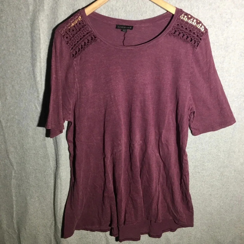 Womens Lane Bryant Blouse Tunic Length Purple Embroidery Casual Beach Whimsigoth